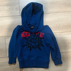 Diesel Blue and Red Graphic Hoodie